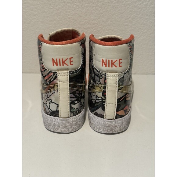 NIKE Womens Blazer High Size 7 White Orange 2009 Art Design Pattern 317808-115 - Picture 7 of 15
